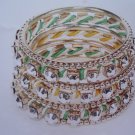 Bangle Bracelet set in gold and green
