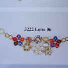 Flower bracelet mixed faux gemstones gold colored chain