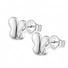 14K White Gold Diamond-Cut Polished Finish Textured Butterfly Stud Earrings Birthday Gift C04172E