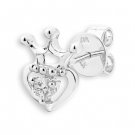 0.07ct Diamond Solitaire 18K White Gold Crown Princess Heart SINGLE Earring Girl Gift S07425L