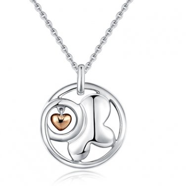 Platinum Plated 925 Sterling Silver Love Butterfly Shaped Necklace (16'') Valentines Gift C05519N