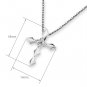 18K White Gold Four Stone 0.08cttw Diamond Cross FREE 925 Silver Chain Christening Gift S07091P