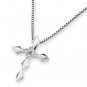 18K White Gold Four Stone 0.08cttw Diamond Cross FREE 925 Silver Chain Christening Gift S07091P