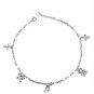 14K White Gold Diamond-Cut Cross Dog Bear Music Charm Anklet (8") C05680K