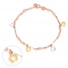 14K Tri Color Yellow Rose White Gold Star Charm Bracelet Jewelry Gift Women Girl C06198B