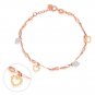 14K Tri Color Yellow Rose White Gold Heart Charm Bracelet Bridesmaid Jewelry Gift Women Girl C06197B