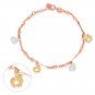 14K Tri Color Yellow Rose White Gold Apple Charm Bracelet Bridesmaid Jewelry Gift Women Girl C06196B