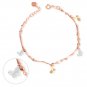 14K Tri Color Yellow Rose White Gold Butterfly Charm Bracelet Bridesmaid Jewelry Women Girl C06195B
