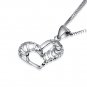 14K White Gold Diamond-Cut Openwork Heart Necklace (16") Valentines Birthday Bridal Gift C05749P