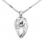 14K White Gold Heart Diamond-Cut Teardrop Necklace 16" Anniversary Fashion Jewelry Gift B05469P