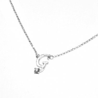 0.05ct Diamond 18K White Gold Initial Letter Necklace Bridesmaid Christmas Gift S05667N-G