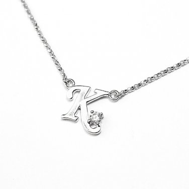0.05ct Diamond 18K White Gold Initial Letter Necklace Bridesmaid Christmas Gift S05667N-K