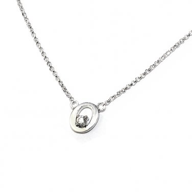 0.05ct Diamond 18K White Gold Initial Letter Necklace Bridesmaid Christmas Gift S05667N-O