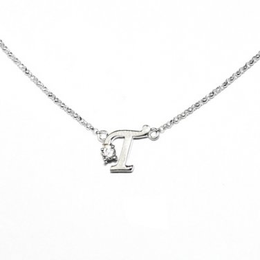 0.05ct Diamond 18K White Gold Initial Letter Necklace Bridesmaid Christmas Gift S05667N-T
