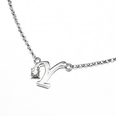 0.05ct Diamond 18K White Gold Initial Letter Necklace Bridesmaid Christmas Gift S05667N-Y