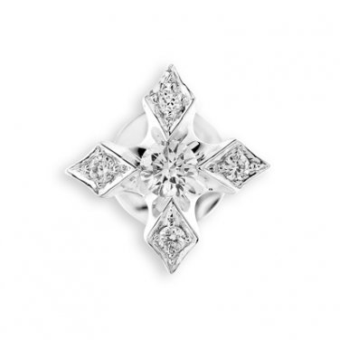 18K White Gold 0.08cttw Diamond Maltese Pointed Cross Single Stud Earring Fashion Jewelry S07423L