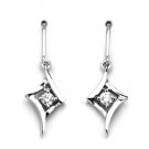 18K White Gold Kite Shape 0.12cttw Diamond Solitaire Dangle Hook Earrings Jewelry F03707E