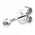 18K White Gold 0.01ct Round Diamond Bezel Setting 2mm Ball Single Earring Everyday Wear D00160L