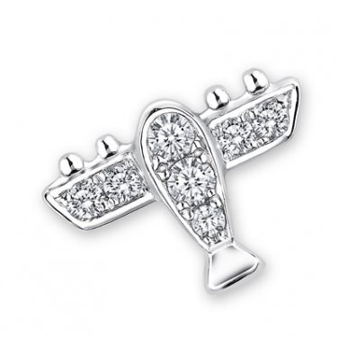 0.07 cttw Round Diamond 18K White Gold Paved Aeroplane Single Stud Earring S07134L