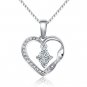 0.19cttw Diamond 18K White Gold Twist Heart Rhombus Dangle 925 Silver Necklace Jewelry Gift S06462P