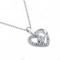 0.19cttw Diamond 18K White Gold Twist Heart Rhombus Dangle 925 Silver Necklace Jewelry Gift S06462P