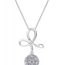 18K White Gold Butterfly Bow Cluster 0.38cttw Diamond 925 Silver Necklace Jewelry Gift J12999P