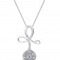 18K White Gold Butterfly Bow Cluster 0.38cttw Diamond 925 Silver Necklace Jewelry Gift J12999P