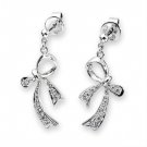 18K White Gold Dangling Ribbon Bow 0.29cttw Diamond Stud Earrings S04743E