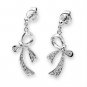 18K White Gold Dangling Ribbon Bow 0.29cttw Diamond Stud Earrings S04743E