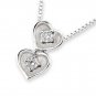 18K White Gold Vintage Style Double Heart 0.15cttw Diamond 925 Silver Necklace Jewelry Gift S07278P