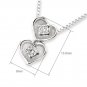 18K White Gold Vintage Style Double Heart 0.15cttw Diamond 925 Silver Necklace Jewelry Gift S07278P