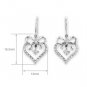 18K White Gold Heart Ribbon Bow 0.47cttw Diamond Dangling Hook Earrings, Valentines Gift S07121E