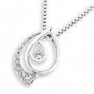 0.16cttw Diamond 18K White Gold Journey Teardrop Pendant 925 Silver Necklace Jewelry Gift N02742P
