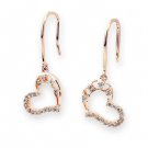 18K Rose Gold Openwork Heart 0.15cttw Diamond Dangling Earrings, Valentines Gift For Her  S04960E