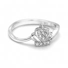 0.12cttw Diamond 18K White Gold Queen Crown Heart Engagement Wedding Ring S04638R