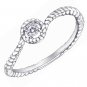 0.07ct Diamond 18K White Gold Halo Stackable Twisted Band Birthday Wedding Ring F06054R
