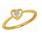 0.07ct Diamond 18K Yellow Gold Heart Twisted Band Stackable Engagement Wedding Ring S07099R