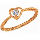 0.07ct Diamond 18K Rose Gold Heart Twisted Band Stackable Engagement Wedding Ring S07099R
