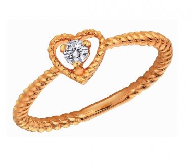 0.07ct Diamond 18K Rose Gold Heart Twisted Band Stackable Engagement Wedding Ring S07099R