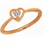 0.07ct Diamond 18K Rose Gold Heart Twisted Band Stackable Engagement Wedding Ring S07099R