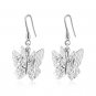 14K White Gold Diamond-Cut 3D Butterfly Hook Earrings Jewelry Birthday Gift C04802E