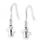 14K White Gold Guardian Angel Hook Earrings, Fashion Jewelry Birthday Gift Girl Women C04458E