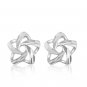 14K White Gold Star Heart Ball Bracelet 6.5" & Star Earrings Jewelry Set Women Gift C05679B_B05765E
