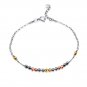 14K Tri-Color Gold Beads Link Bracelet 6.5" Women Gift B05463B