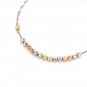 14K Tri-Color Gold Beads Link Bracelet 6.5" Women Gift B05463B