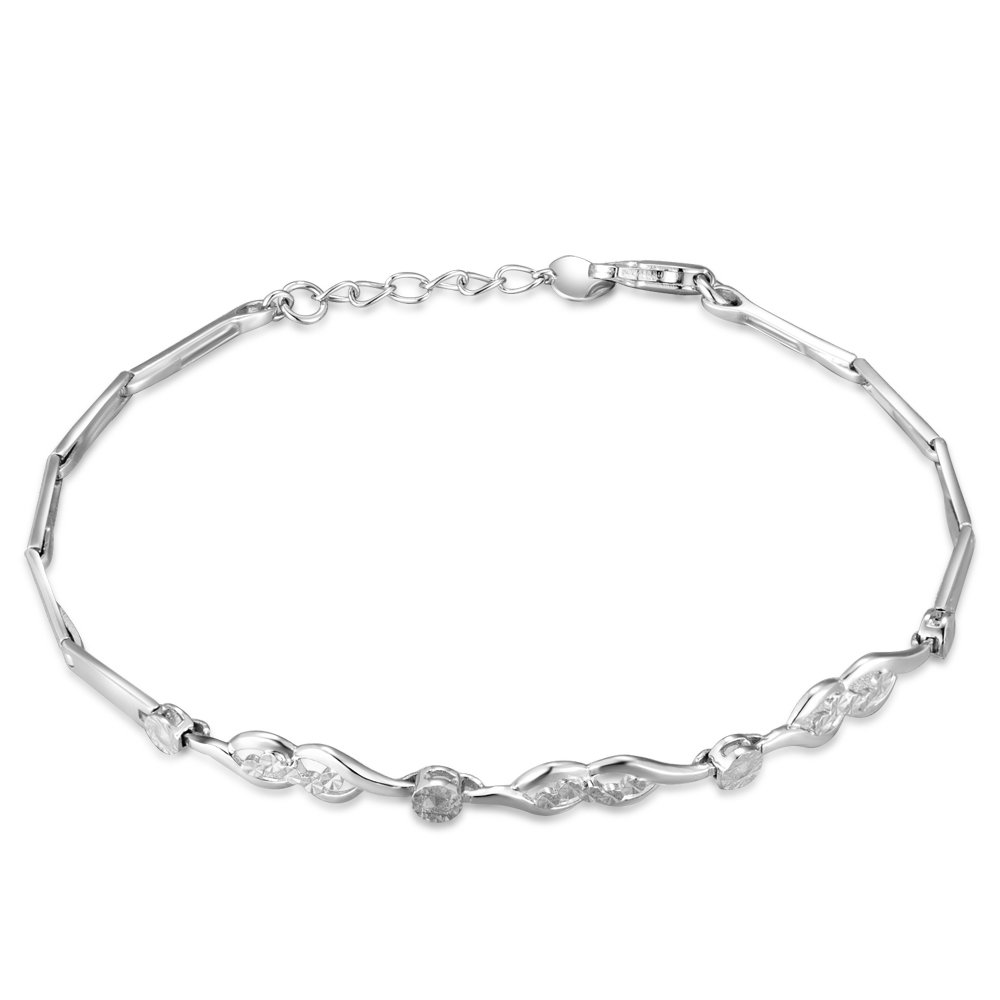 14K White Gold Diamond-Cut Infinity Segment Bracelet 6.5'' Gift B05552B