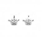 14K White Gold Pointed Milgrain Crown Stud Earrings Jewelry Gift For Her C06152E