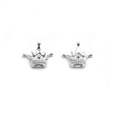 14K White Gold Pointed Milgrain Crown Stud Earrings Jewelry Gift For Her C06152E