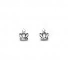 14K White Gold Diamond Cut Crown Cross Stud Earrings Jewelry Gift For Her C06448E