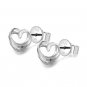 14K White Gold Diamond-Cut Heart Stud Earrings Bridesmaid Jewelry C05386E